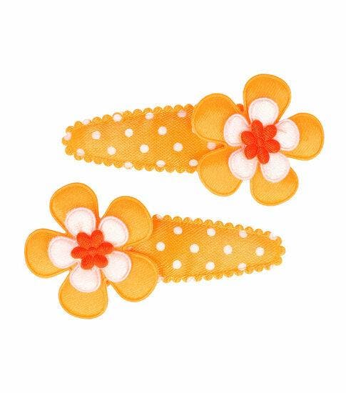 Haarspeld Klikklak 6,5cm - Bloem Stippen Print - Oranje -, Handtassen en Accessoires, Uiterlijk | Haarverzorging