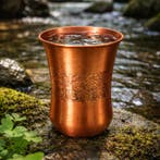 Puur koperen beker gebogen met antique geëtste rand – 300 ml, Ophalen of Verzenden