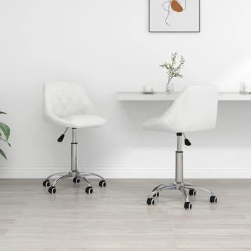 vidaXL Eetkamerstoelen draaibaar 2 st kunstleer wit, Verzenden, Nieuw