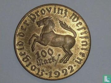 Westfalen 100 mark 1922 Freiherr vom Stein, Verzenden, Losse munt
