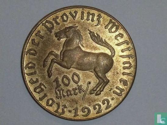 Westfalen 100 mark 1922 Freiherr vom Stein, Postzegels en Munten, Munten | Europa | Niet-Euromunten, Losse munt, Overige landen