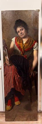 Gian Giacomo Moretti (1843-?) - Il ventaglio, Antiek en Kunst