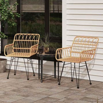 2x Tuinstoel PE-rattan | Tweede kansje | Weg = echt weg, Tuin en Terras, Tuinstoelen, Verzenden, Zo goed als nieuw, Metaal