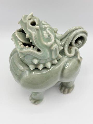 Fine Large Celadon-Glazed Foo Dog Censer – Late Qing /