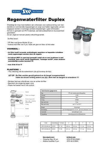 Regenwaterfilter voorfilter SYR duplex 3/4 aansluiting, Ophalen of Verzenden, Nieuw