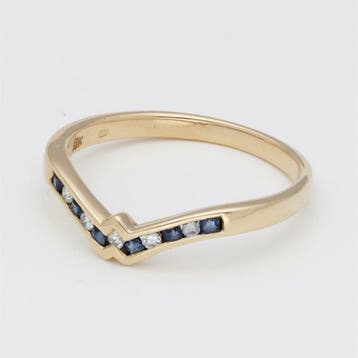 Bague - 18 carats Or jaune Diamant (Naturelle) - Saffier, Handtassen en Accessoires, Ringen, Nieuw
