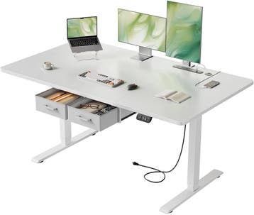 Zit sta bureau - Elektrisch - Verstelbaar - 140x80cm - Wit -, Verzenden