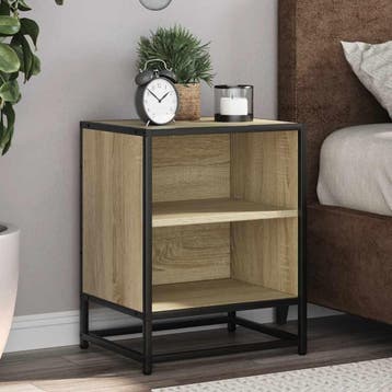 vidaXL Nachtkastjes 2st 40x31x50cm bewerkt hout en metaal, Verzenden