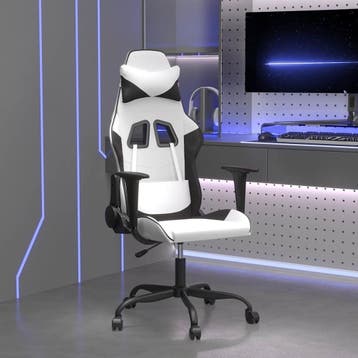 vidaXL Massage gamestoel kunstleer wit en zwart, Verzenden