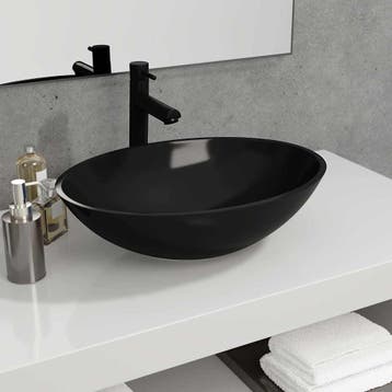vidaXL Wasbak 50x37x14 cm glas zwart, Doe-het-zelf en Bouw, Sanitair, Verzenden, Nieuw