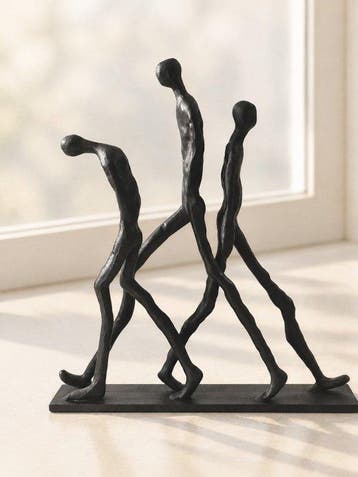 Sculpture, Les passants-3 personnages - 30 cm - Métal
