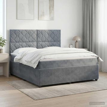vidaXL Boxspringbed met matras Donkergrijs 140 x 200 cm, Verzenden