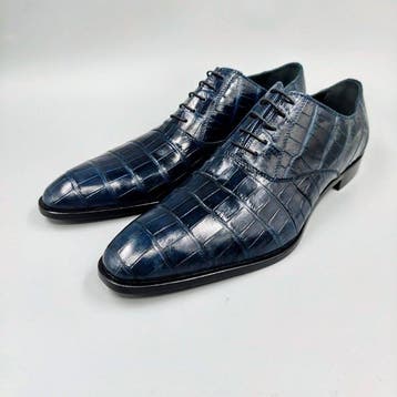 Mauro Volponi-46-Blue Alligator Oxfords - Veterschoenen -, Nieuw