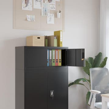 vidaXL Archiefkast 90x40x40 cm staal zwart, Verzenden, Nieuw