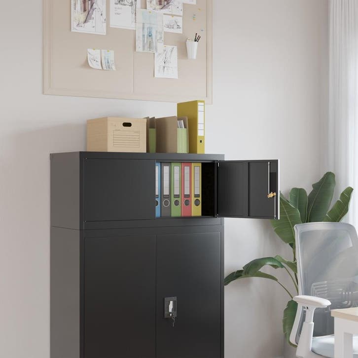 vidaXL Archiefkast 90x40x40 cm staal zwart, Huis en Inrichting, Kasten | Overige, Nieuw, Verzenden