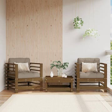 vidaXL Tuinstoelen 2 st met kussens massief grenenhout, Verzenden, Nieuw