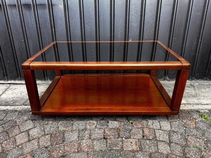 Table basse - Bois, Verre - Table basse, Antiquités & Art, Curiosités & Brocante