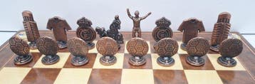 Schaakspel - Futbol Club Real Madrid - Metaal, Antiquités & Art, Antiquités | Jouets