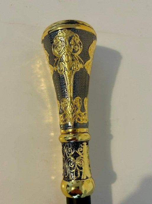 Wandelstok - metaal met vergulde look - Majestueuze Grote, Antiquités & Art, Curiosités & Brocante