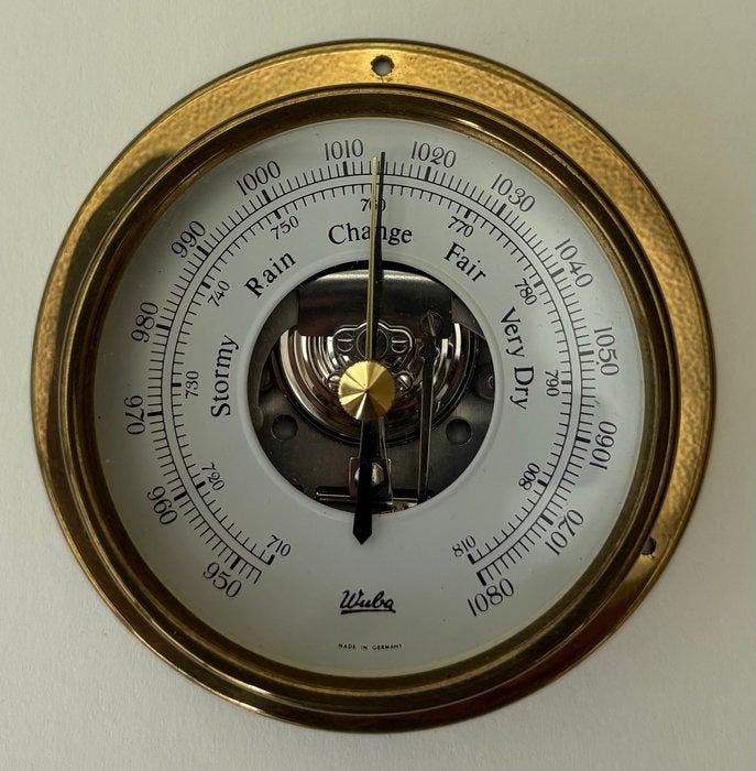 Wuba Aneroid barometer - Messing, Antiek en Kunst, Curiosa en Brocante