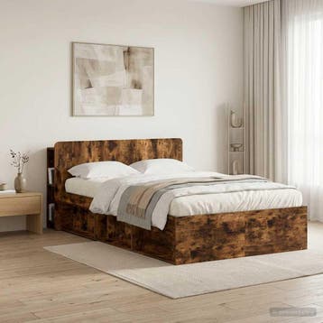 vidaXL Hoofdeinde Kast met opslag Gerookt eiken Bewerkt hout, Verzenden