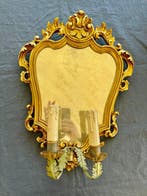 Spiegel- rococo - Hout - H : 48 cm, Antiek en Kunst