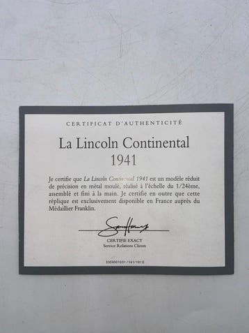 Franklin Mint 1:24 - Voiture miniature - Lincoln Continental, Nieuw