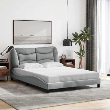 vidaXL Bedframe zonder matras Hvar stof lichtgrijs 140x190, Verzenden, Nieuw