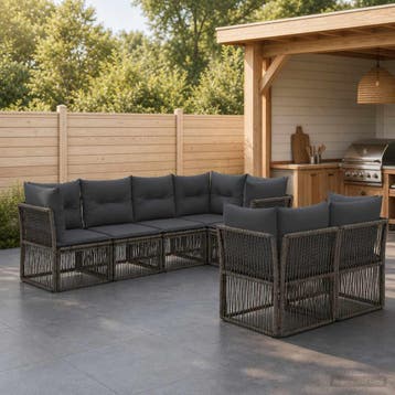 vidaXL Tuinbank Set 7 st 7-Aantal zitplaatsen Grijs poly, Verzenden, Nieuw