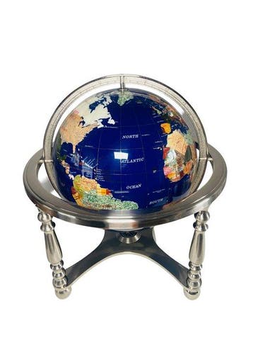 Globe en lapis-lazuli - Globe en pierres précieuses C.O.A. -, Antiek en Kunst
