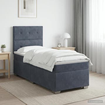 vidaXL Boxspringbed met matras Donkergrijs Enkel Fluweel, Huis en Inrichting, Slaapkamer | Bedden, Verzenden, Nieuw