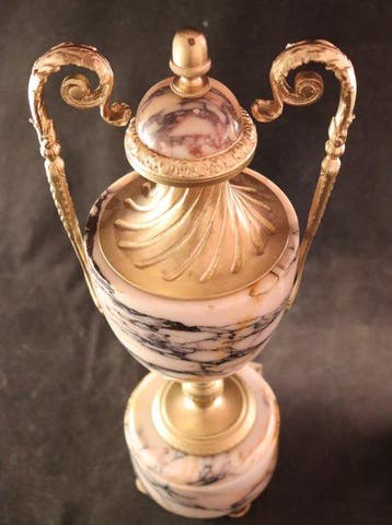 Paar antieke cassolettes - Vaas - Marmer, Brons