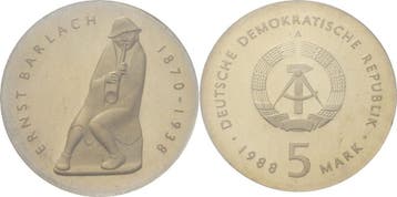 5 Mark 1988 Kurs- en Gedenkmunten, Verzenden, België