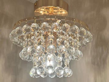 Swarovski - Kroonluchter (2) - Kristal, Bladgoud