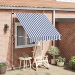 vidaXL Luifel handmatig uittrekbaar 200 cm blauw en witte, Verzenden