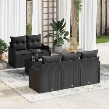 vidaXL Tuinbank Set 6 st 5-Aantal zitplaatsen Zwart poly, Verzenden
