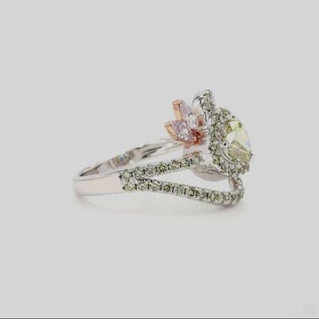 Bague de cocktail - 14 carats Or blanc - 1.30ct. tw. Jaune