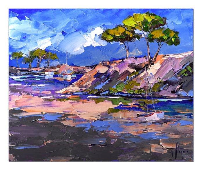 Olivier Pfleger - Mandrafina  Plage dArgent  Porquerolles, Antiquités & Art, Art | Peinture | Moderne