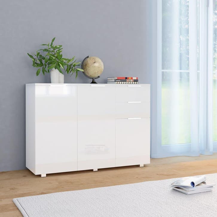 vidaXL Dressoir 107x35x80,5 cm hoogglans wit, Huis en Inrichting, Kasten | Dressoirs, Nieuw, Verzenden