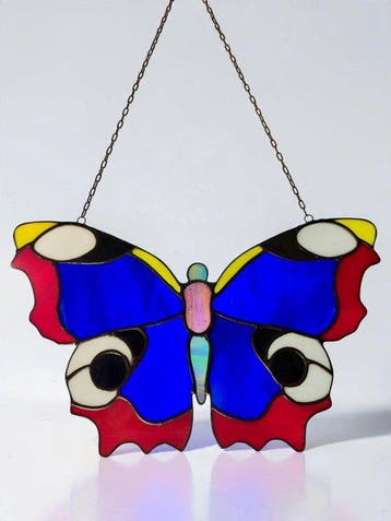 Mid-century modern Glas-in-loodraam - 1970-1980 - W35cm
