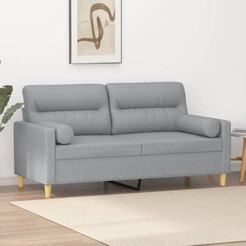 vidaXL Tweezitsbank met sierkussens 140 cm stof lichtgrijs, Verzenden, Nieuw