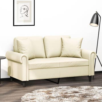 vidaXL Tweezitsbank / zetel met sierkussens 120 cm kunstleer, Huis en Inrichting, Zetels | Zetels, Verzenden, Nieuw