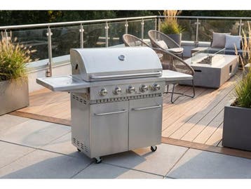 Veiling - RVS Gasbarbecue - 5 branders met zijbrander, Nieuw