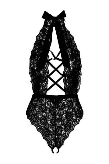Sexy Lingerie kanten stringbody + size XL - XXL zwart Leg..., Verzenden