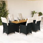 vidaXL 7-delige Tuinset met kussens poly rattan zwart, Verzenden, Tuinset