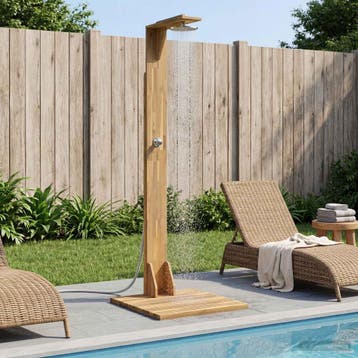 vidaXL Buitendouche 219 cm Massief acaciahout en roestvrij, Verzenden, Nieuw
