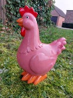 Statue, garden statue pink chicken - 42 cm - polyrésine