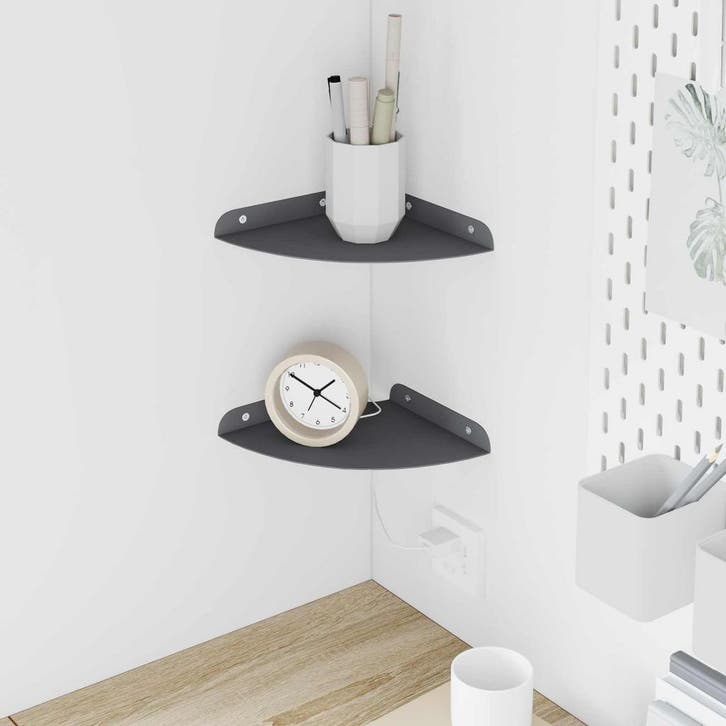 vidaXL Hoek Plank 2 st Antraciet 18 x 18 x 2 cm, Maison & Meubles, Armoires | Armoires murales, Envoi