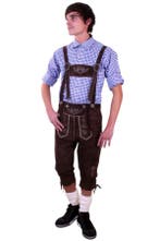 Driekwarts Lederhosen Bruin Echt Leer 48 M Oktoberfest Suede, Ophalen of Verzenden, Nieuw