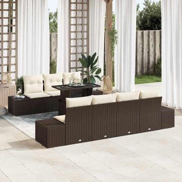 vidaXL Tuinbank Set 8 st Bruin en Crème, Verzenden, Nieuw